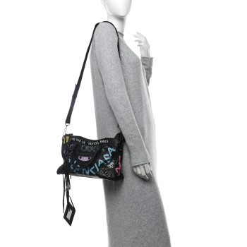 BALENCIAGA Agneau Graffiti All Over Classic Hardware S City Black Multicolor