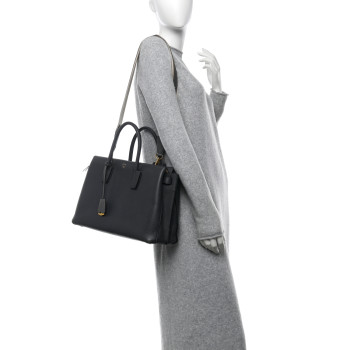 MCM Grained Calfskin Large Milla Tote Phantom Grey