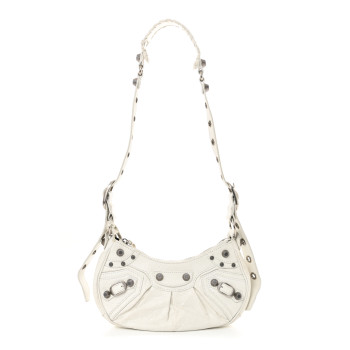 BALENCIAGA Agneau Arena Le Cagole Shoulder Bag XS Optic White