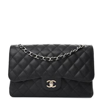CHANEL Caviar Quilted Jumbo Double Flap Black