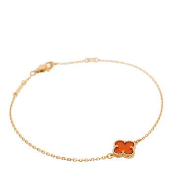 VAN CLEEF & ARPELS 18K Rose Gold Carnelian Sweet Alhambra Bracelet