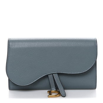 CHRISTIAN DIOR Goatskin Saddle Wallet Cloud Blue