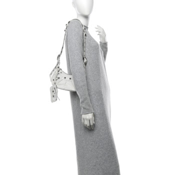 BALENCIAGA Agneau Arena Le Cagole Shoulder Bag XS Optic White