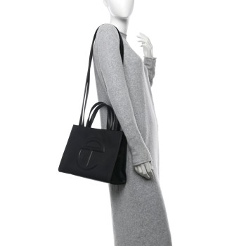 TELFAR Vegan Leather Shmedium Shopping Bag Black