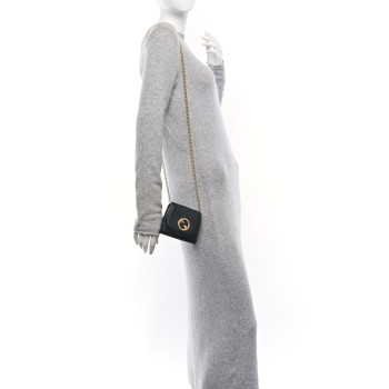 GUCCI Roxy Calfskin Medium Blondie Chain Wallet Black