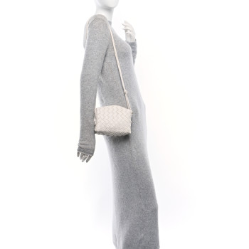 BOTTEGA VENETA Nappa Intrecciato Mini Loop Camera Bag White