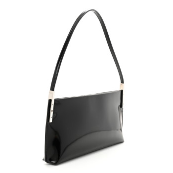 SAINT LAURENT Patent Calfskin Small Suzanne Rigid Shoulder Bag Black