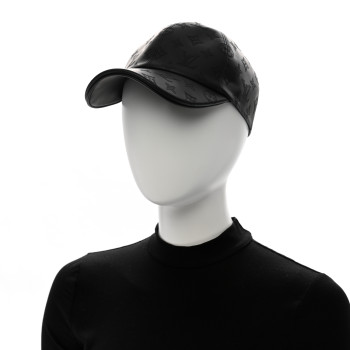 LOUIS VUITTON Calfskin Monogram Shadow Baseball Cap 58 Black