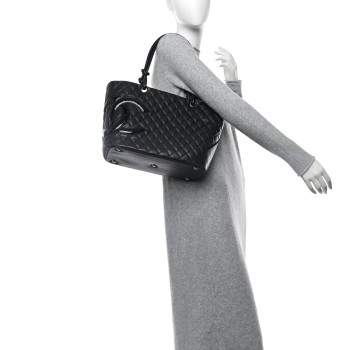CHANEL Calfskin Quilted Large Cambon Tote Black