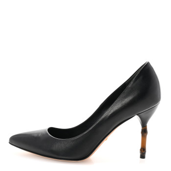 GUCCI Calfskin Kristen Bamboo Pumps 36.5 Black