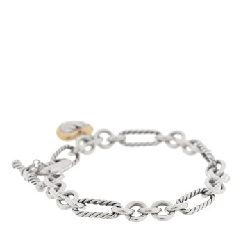 DAVID YURMAN Sterling Silver 18k Yellow Gold Cable Heart Charm Bracelet
