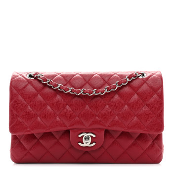 CHANEL Caviar Quilted Medium Double Flap Dark Red