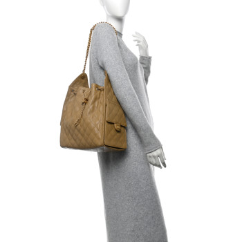 CHANEL Caviar Quilted Medium Chanel 25 Handbag Dark Beige