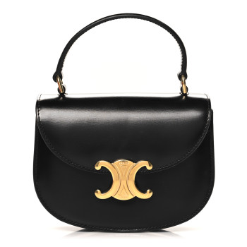 CELINE Shiny Calfskin Triomphe Mini Besace Clea Black