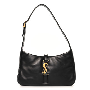 SAINT LAURENT Padded Lambskin Le 5 A 7 Hobo Black