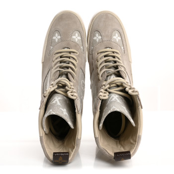 LOUIS VUITTON Suede Calfskin Laureate Platform Desert Boots 38 Taupe
