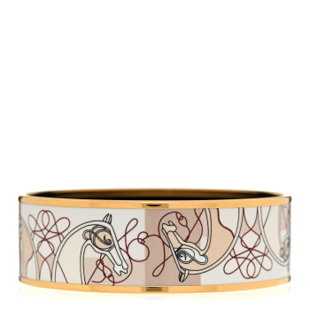 HERMES Enamel Printed Wide Coup De Fouet Bracelet 70