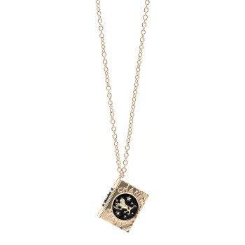 CHANEL Metal CC Lion Book Locket Necklace Gold