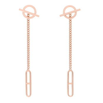 HERMES 18K Rose Gold Echappee Earrings