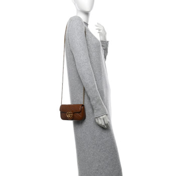 GUCCI Azalea Calfskin Matelasse Diagonal Super Mini GG Marmont Shoulder Bag Cuir