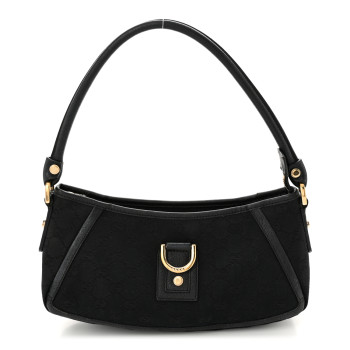 GUCCI Monogram D Ring Abbey Pochette Black