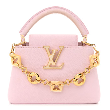 LOUIS VUITTON Taurillon Monogram Flower Chain Capucines Mini Guimauve