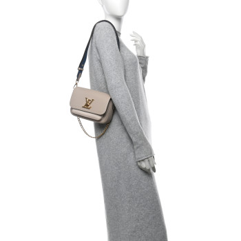 LOUIS VUITTON Grained Calfskin Lockme Tender Greige