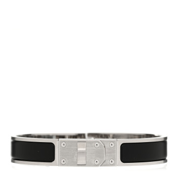 HERMES Enamel Mini Clic Kelly Bracelet GM Matte Black