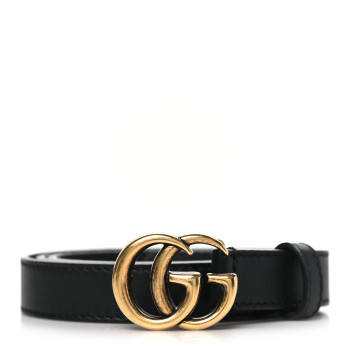 GUCCI Calfskin Double G 20mm Belt 85 34 Black