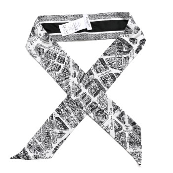 CHRISTIAN DIOR Silk Plan De Paris Mitzah Scarf White Black