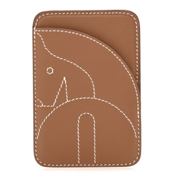 HERMES Swift Stitched Cheval MagSafe Card Holder Gold