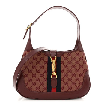 GUCCI Monogram Azalea Calfskin Web Small Jackie 1961 Hobo Sahara Rubino Chardonnay