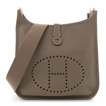 HERMES Taurillon Clemence EVELYNE III GM  Etoupe