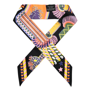 HERMES Silk Epaulettes De Gala Twilly Black Multicolor