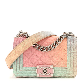 CHANEL Caviar Quilted Mini Cuba Rainbow Boy Flap Pink Multicolor