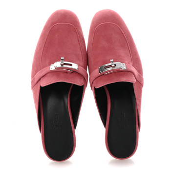 HERMES Suede Goatskin Oz Mules 35 Rose De Venise