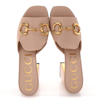 GUCCI Nappa Horsebit 75mm Slide Sandals 37 Skin Rose