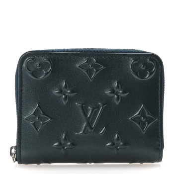 LOUIS VUITTON Calfskin Debossed Monogram Zippy Coin Purse Blue