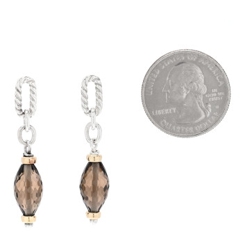 DAVID YURMAN Sterling Silver 18K Yellow Gold Smoky Quartz Figaro Earrings