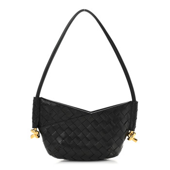 BOTTEGA VENETA Nappa Intrecciato Mini Solstice Shoulder Bag Black