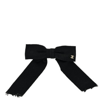 CHANEL Canvas Bow CC Hair Clip Black