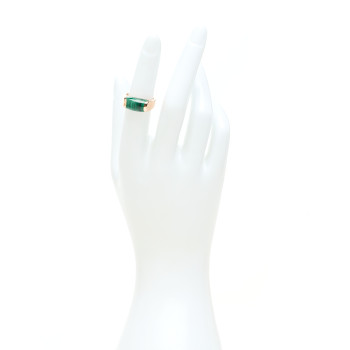 BULGARI 18K Rose Gold Malachite Tronchetto Ring 50 5.25
