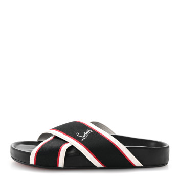 CHRISTIAN LOUBOUTIN Canvas Calfskin Mens Hot Cross Bizz Sandals 43