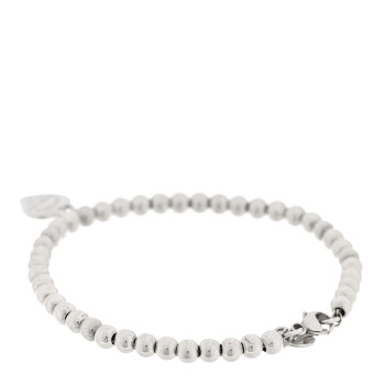 TIFFANY Sterling Silver Enamel 4mm Return To Tiffany Heart Tag Bead Bracelet Pink