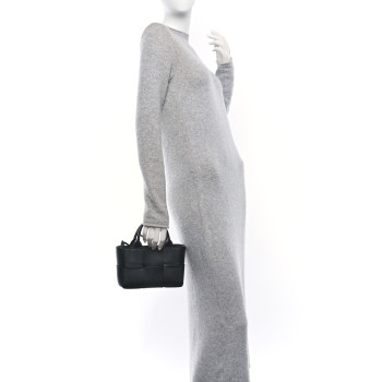 BOTTEGA VENETA Grained Calfskin Maxi Intrecciato Mini Arco Tote Black