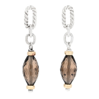 DAVID YURMAN Sterling Silver 18K Yellow Gold Smoky Quartz Figaro Earrings