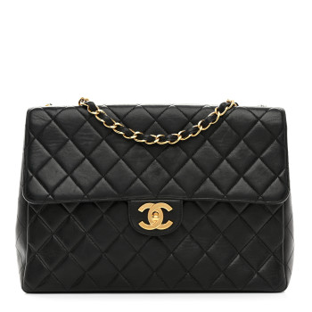 CHANEL Lambskin Quilted Jumbo Single Flap Black
