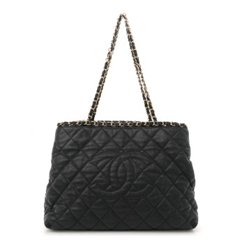 CHANEL Calfskin Quilted Small Chain Me Tote Black