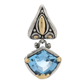 JOHN HARDY Sterling Silver 18K Yellow Gold Blue Topaz Enhancer Pendant