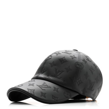 LOUIS VUITTON Calfskin Monogram Shadow Baseball Cap 58 Black